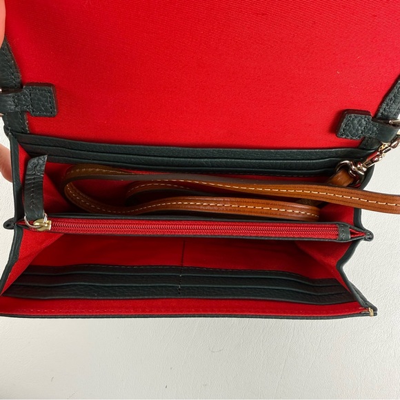 Dooney & Bourke Pebbled Leather Continental Wallet Deep Forest Green Crossbody - Picture 6 of 8